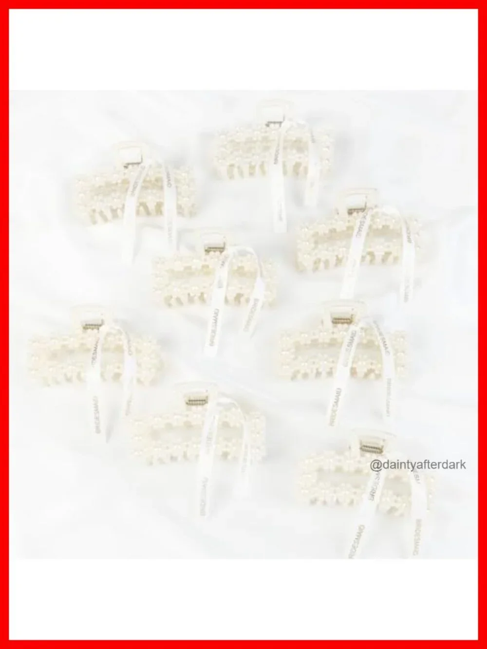 8 Pack Pearl Bridesmaid Hair Claw Clips with Ribbon Large Hair Accessories